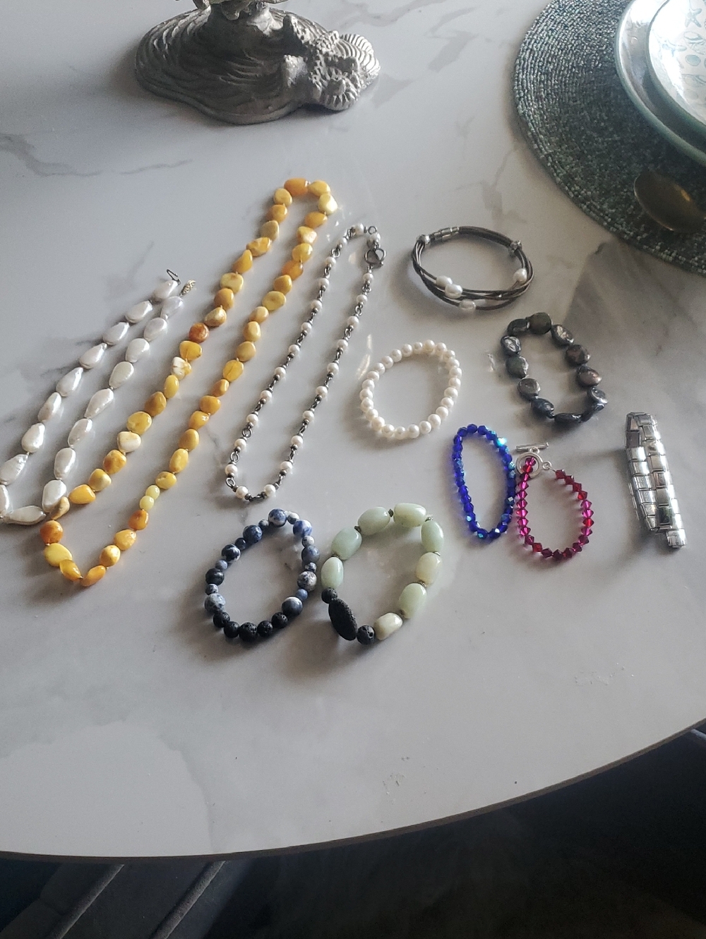 Assorted Women's Beaded Jewelry Set in Yellow, White, Black, Green, Blue, Pearls